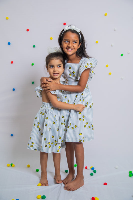 Honeybee stripes Ruffle Dress
