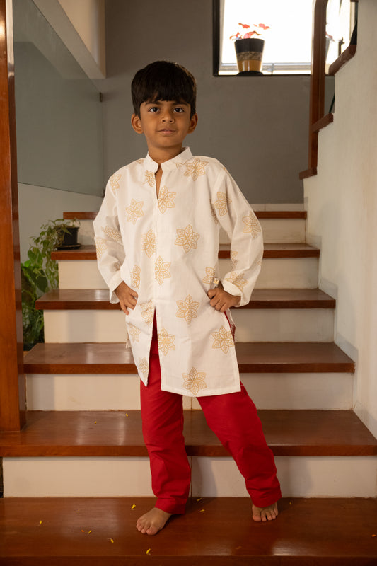 Gold flowers Kurta Pajama set