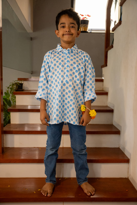 Blue polka dot Kurta