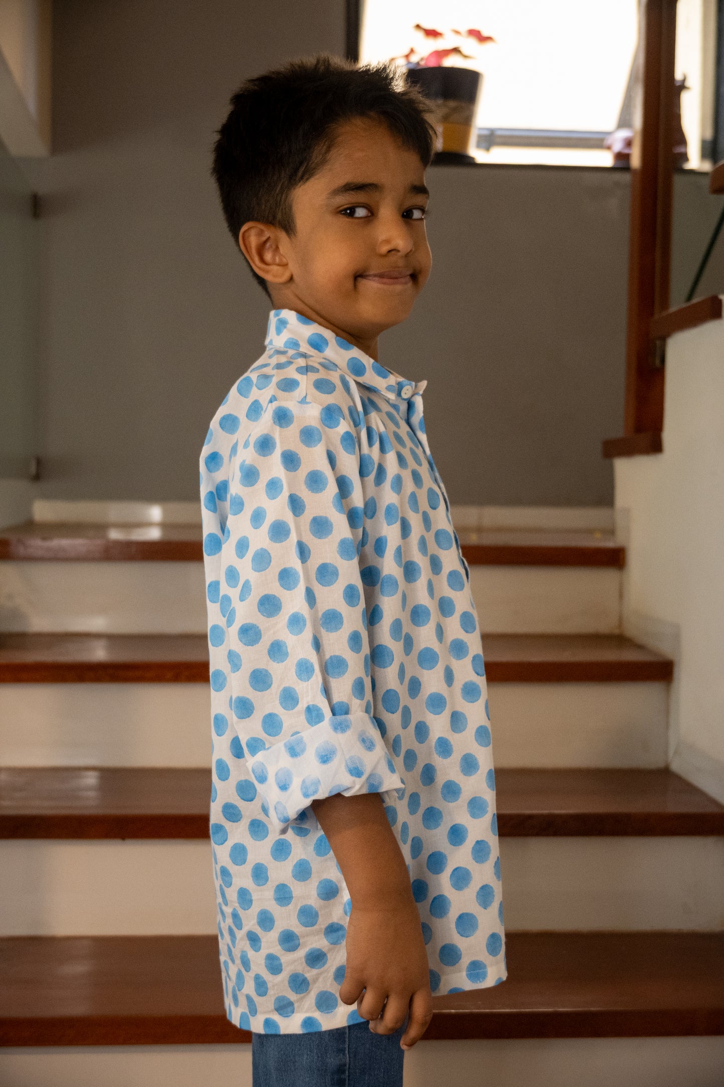 Blue polka dot Kurta