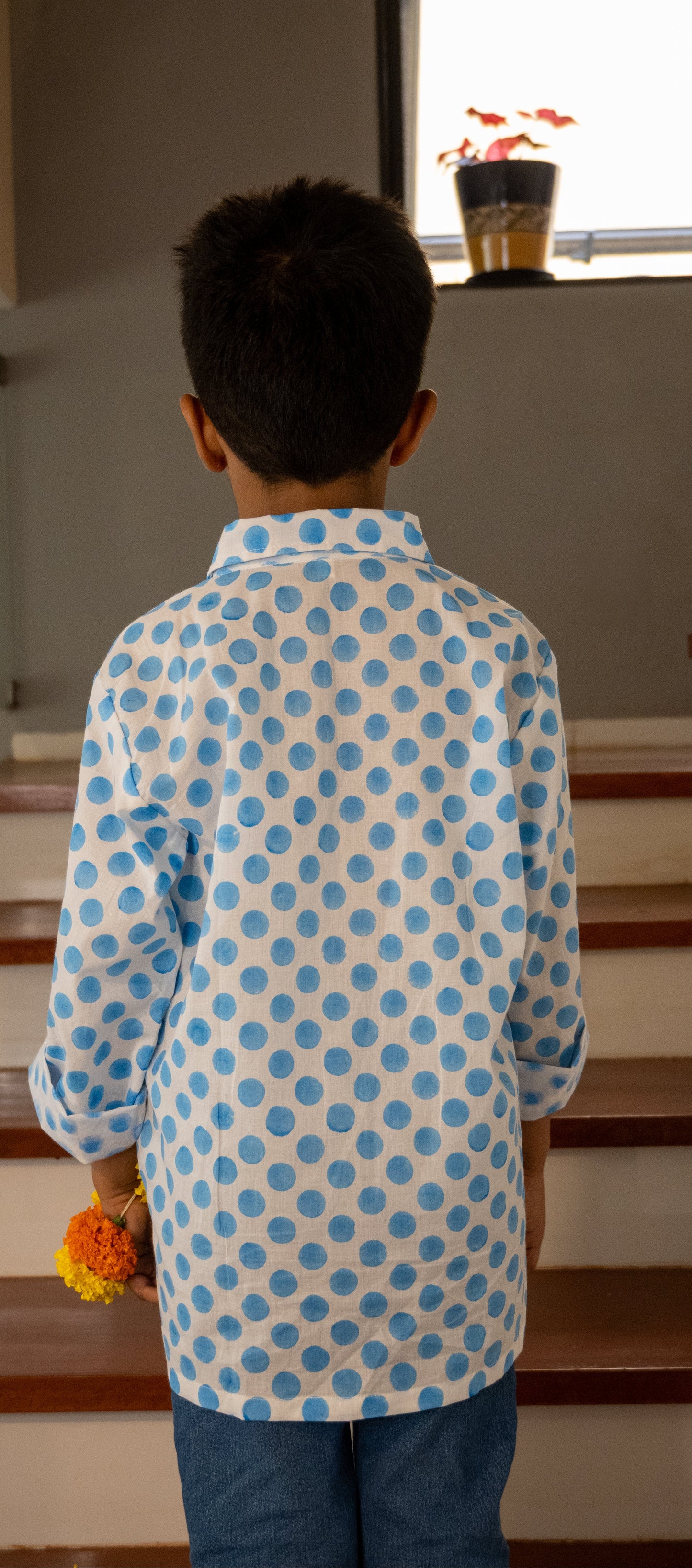 Blue polka dot Kurta