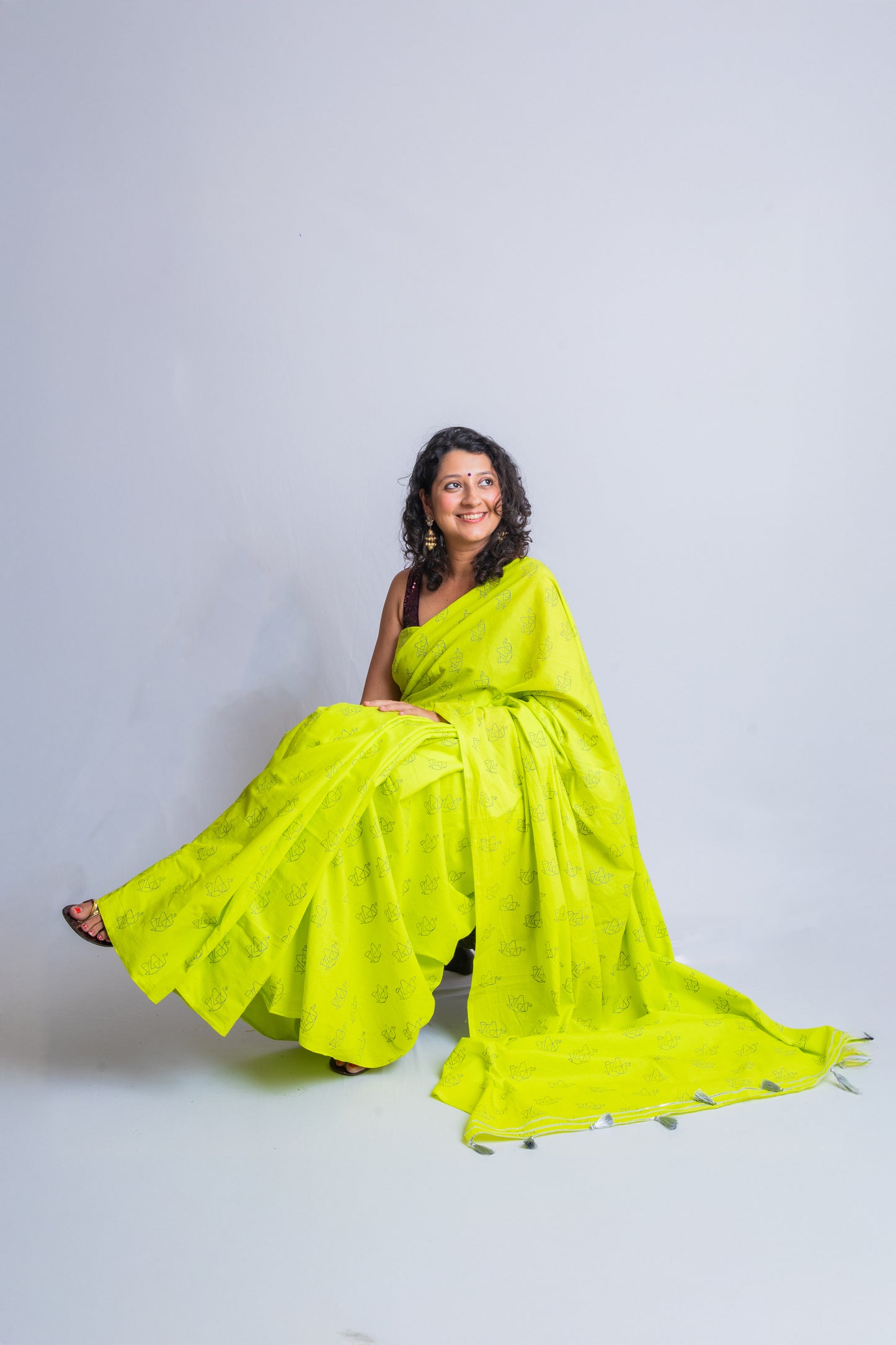 Elephant green Saree