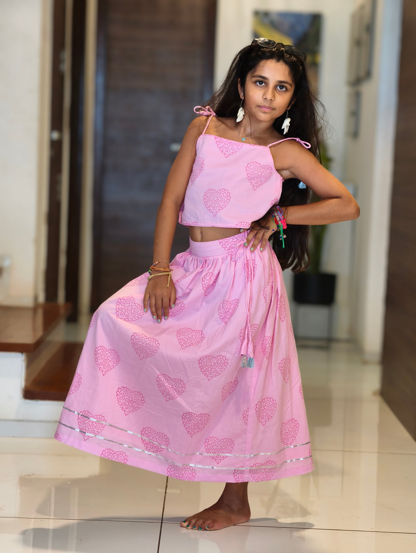 Pink Heart Ghagra Choli set