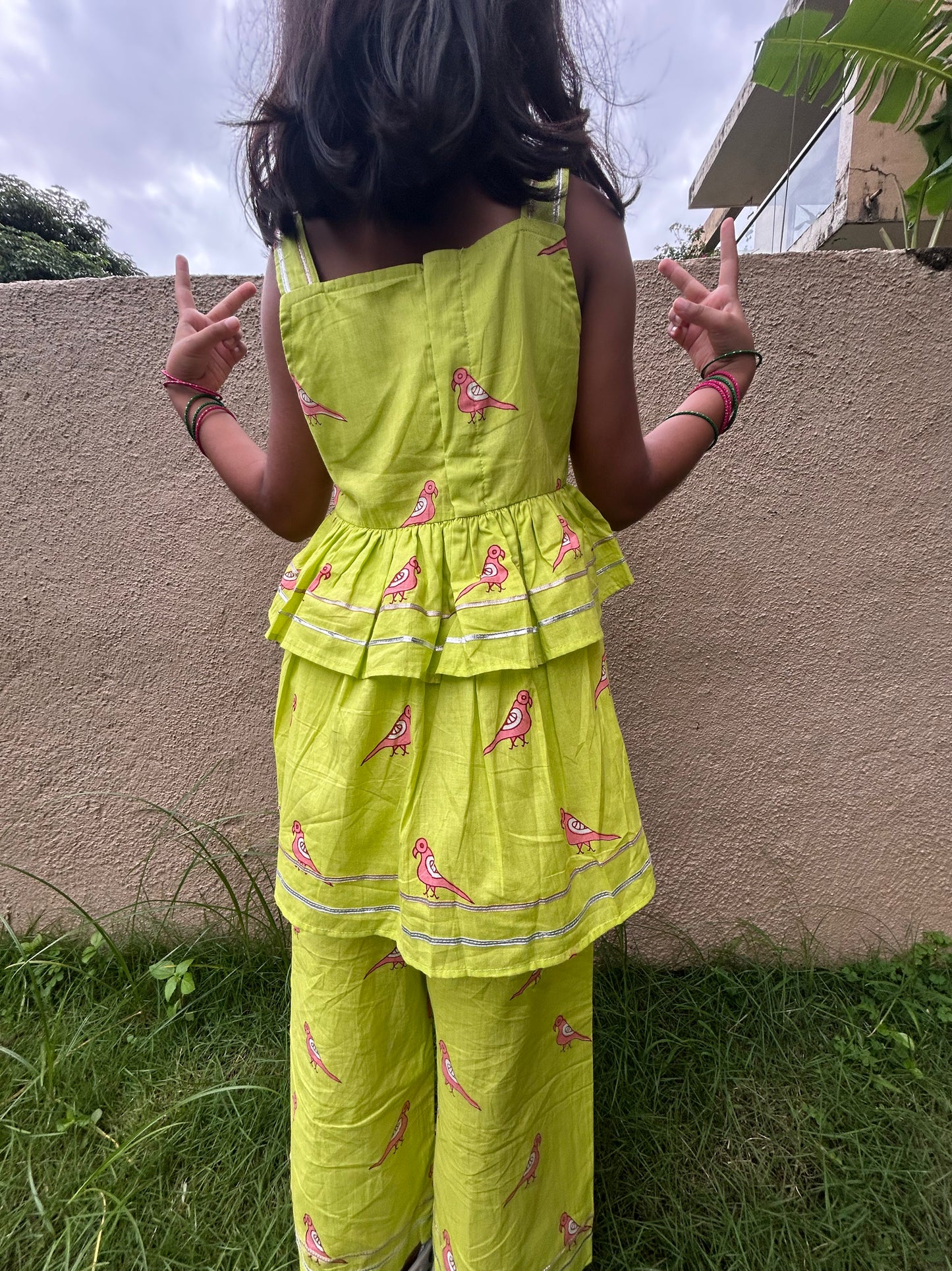 Green & Pink Parrot Coord Set