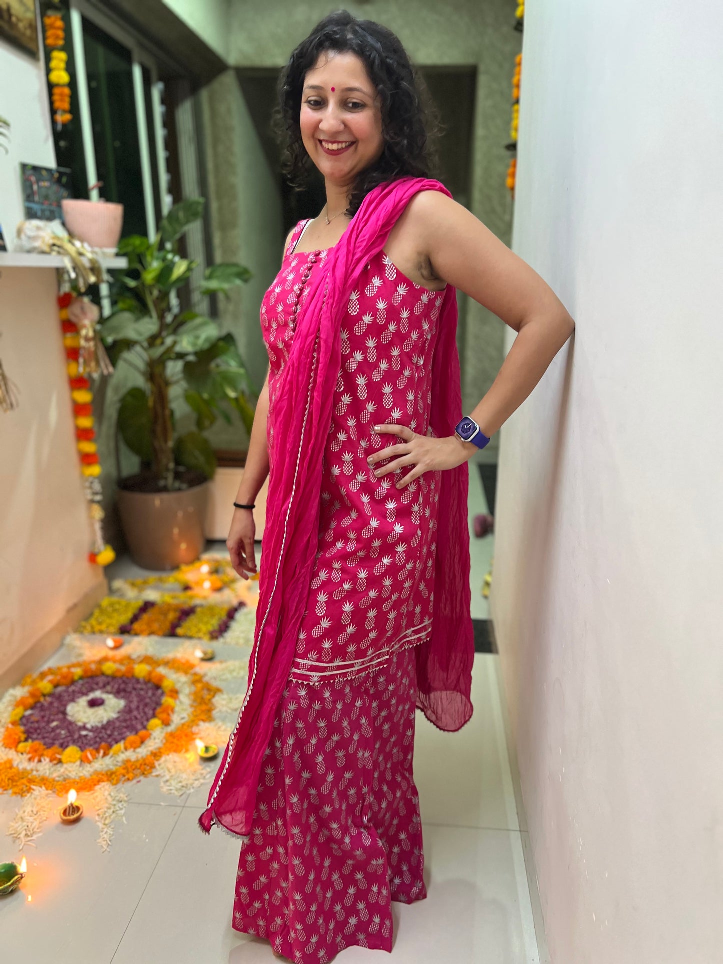 "Get the Soha Look" - Pink Pineapple Sharara Set Twinning