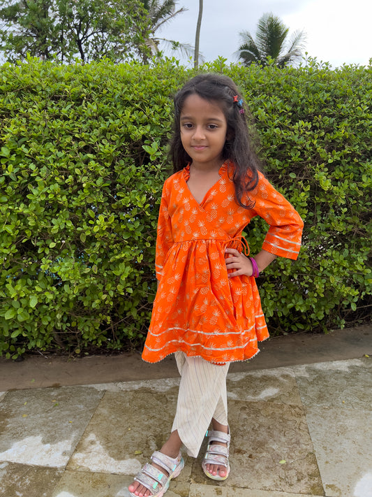 Orange & Gold Pineapples Angarakha Set