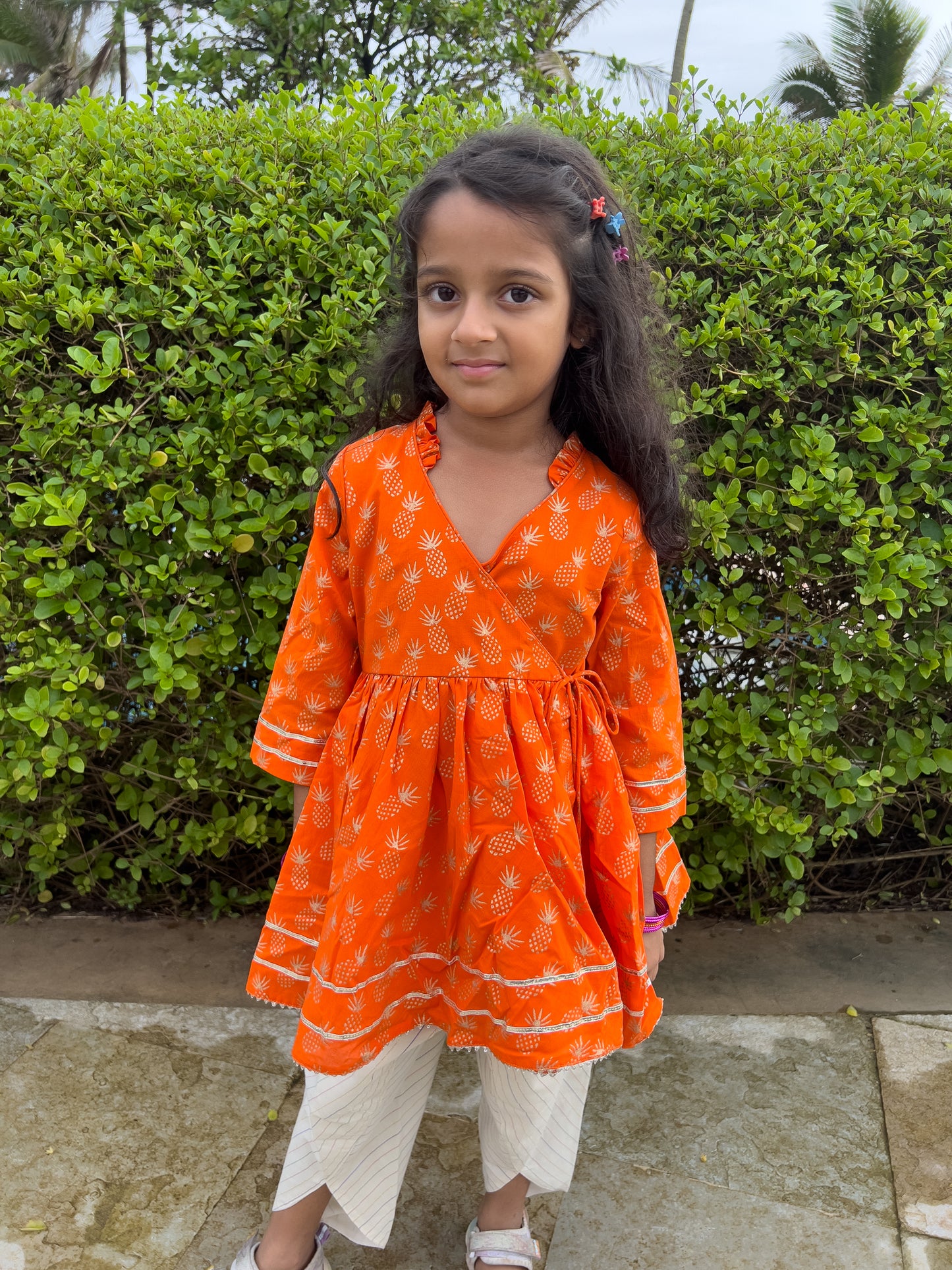 Orange & Gold Pineapple Angarakha Set