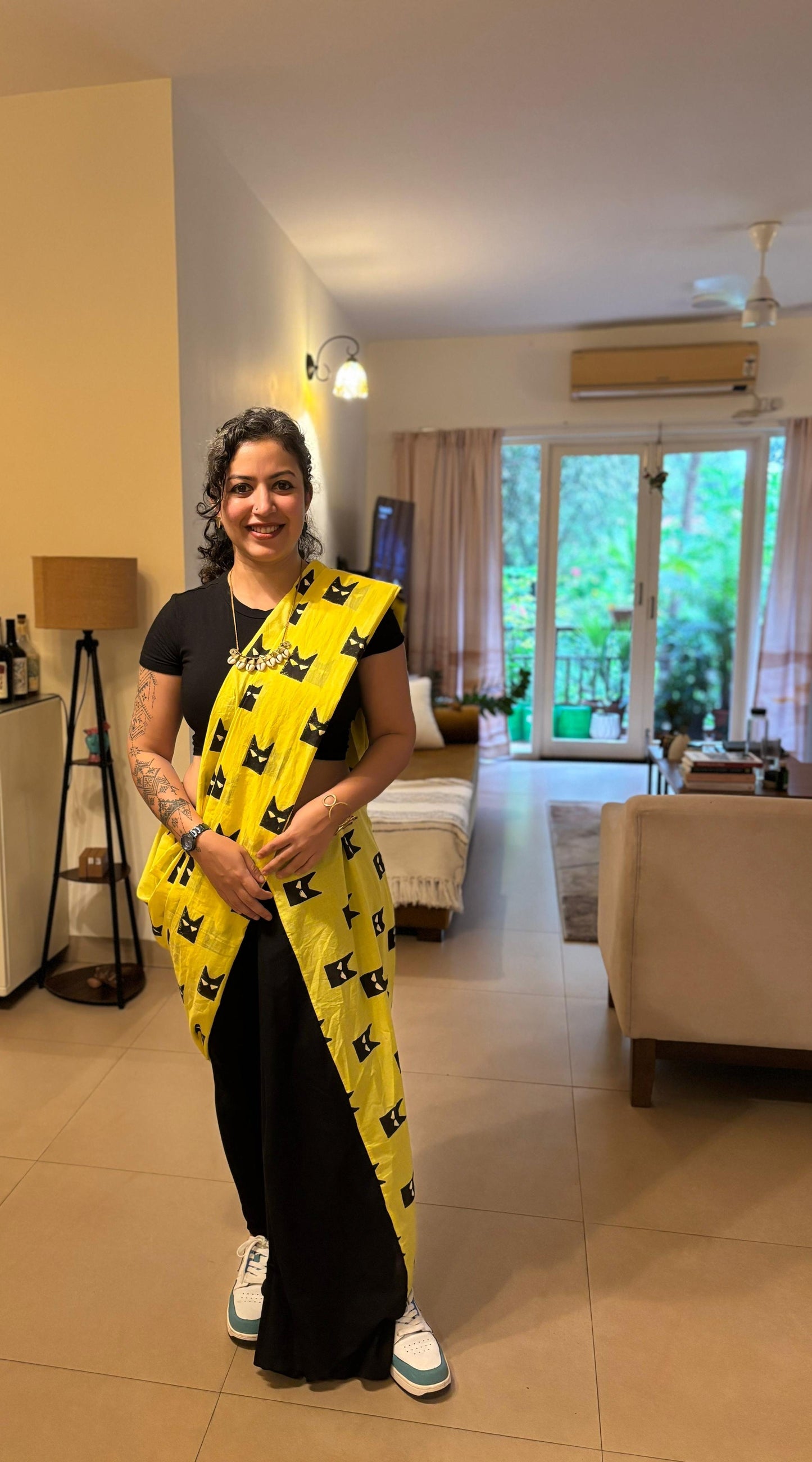 Yellow & Black Batman Saree