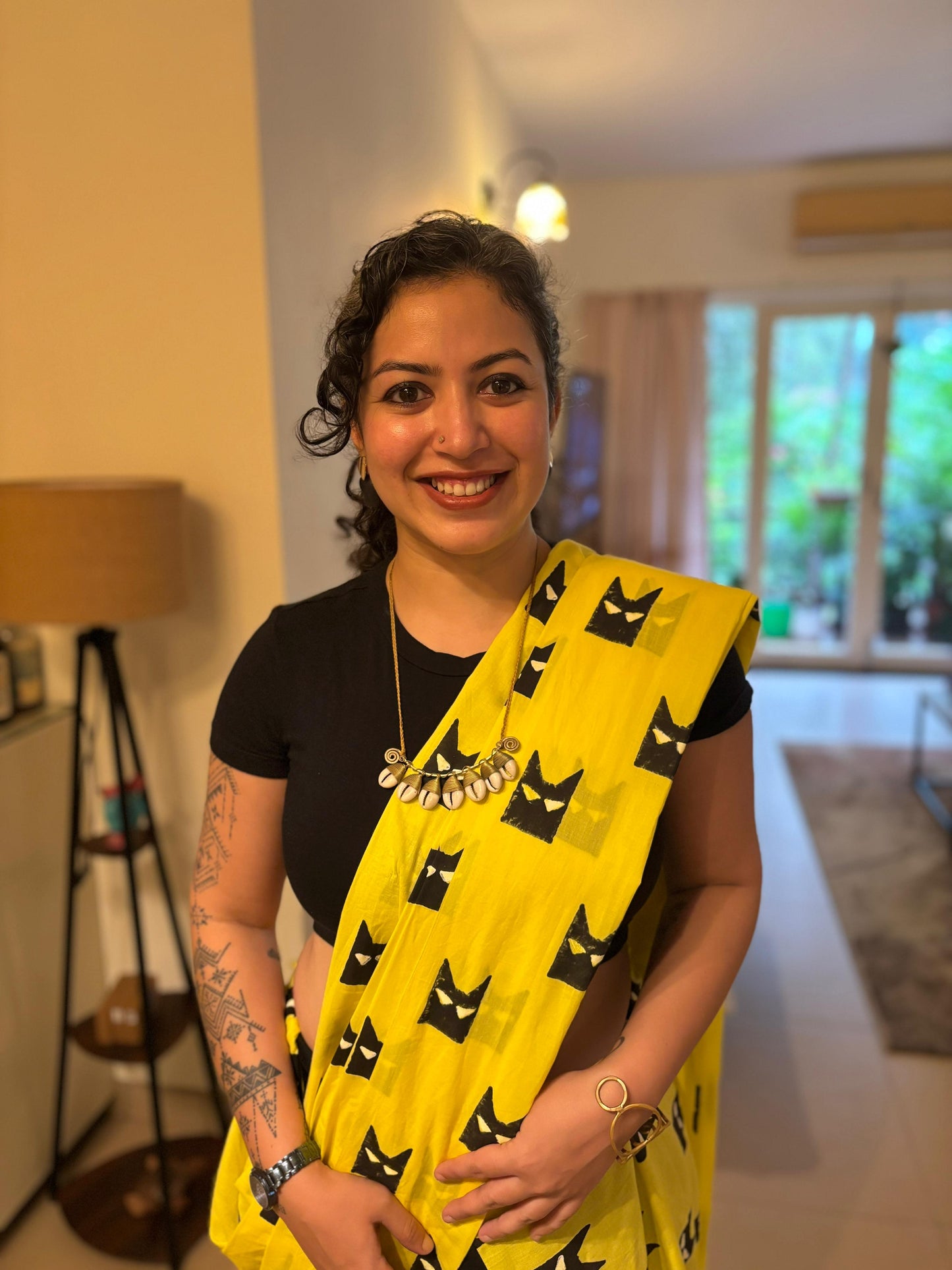 Yellow & Black Batman Saree