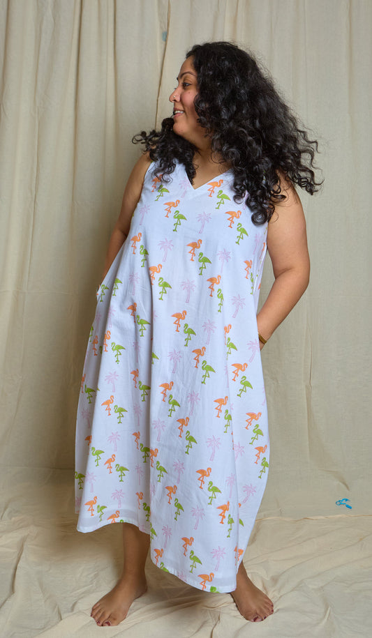 Flamingo flowy dress
