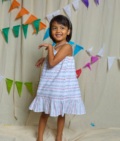 Fish Wave Strappy Dress