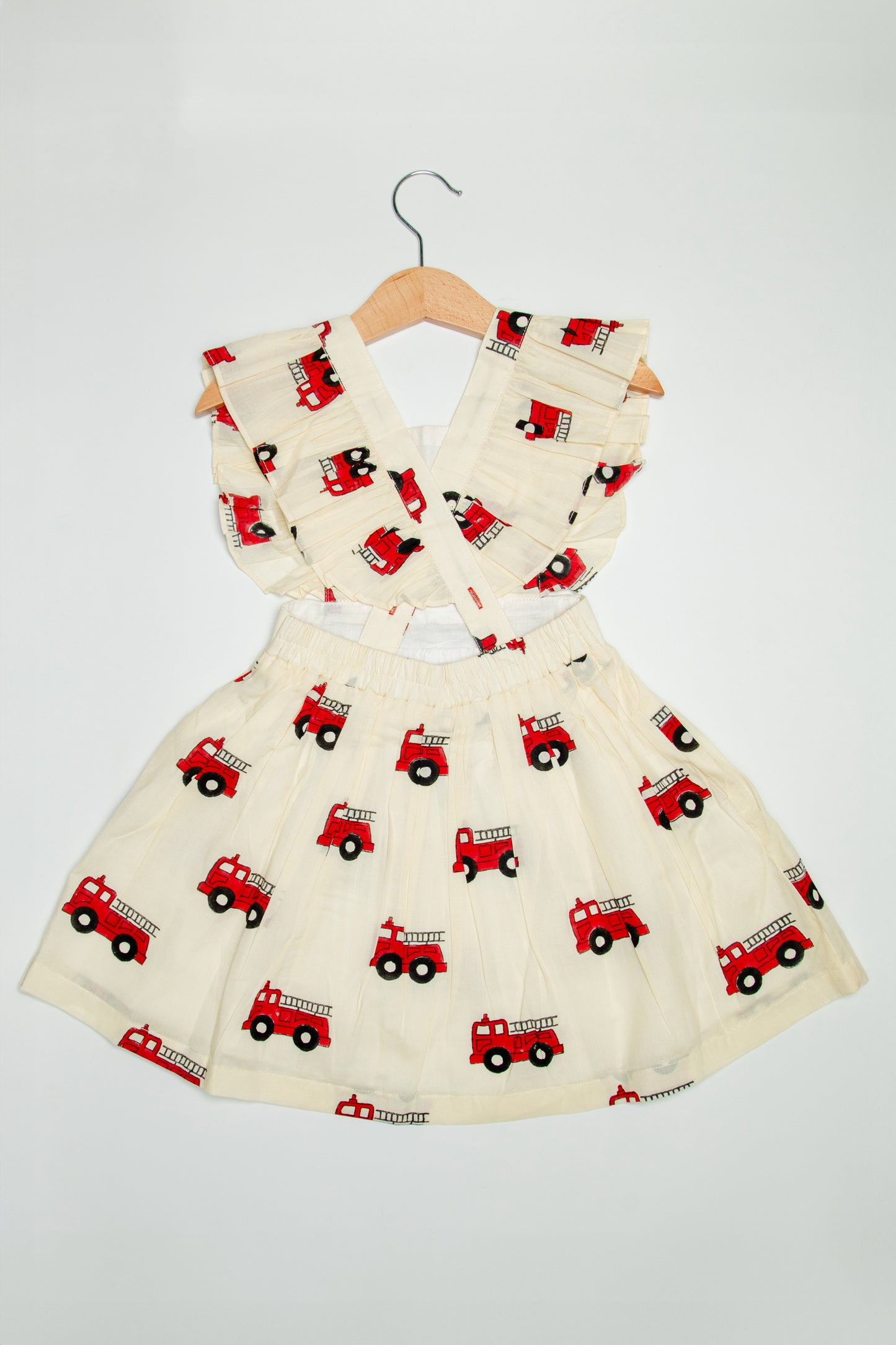 Fire-Truck Ruffle Styled Dress