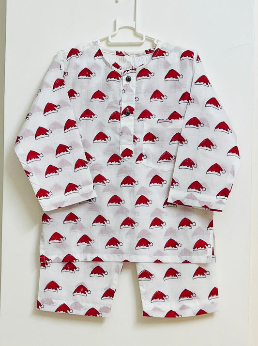 White & Red Santa Hat Jammies