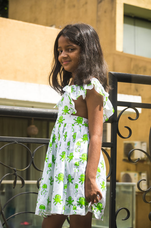 Octopus & Jellyfish Ruffle Dress