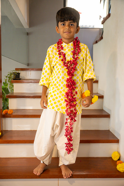 Yellow polka dot Kurta