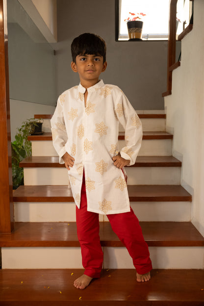 Gold flowers Kurta Pajama set