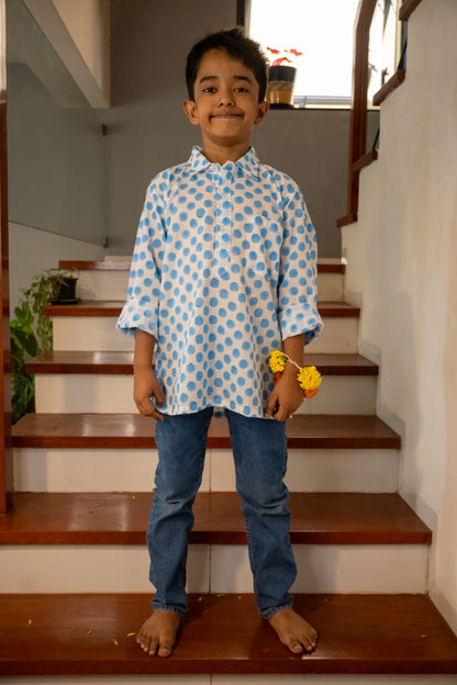 Blue polka dot Kurta