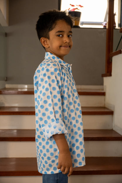 Blue polka dot Kurta