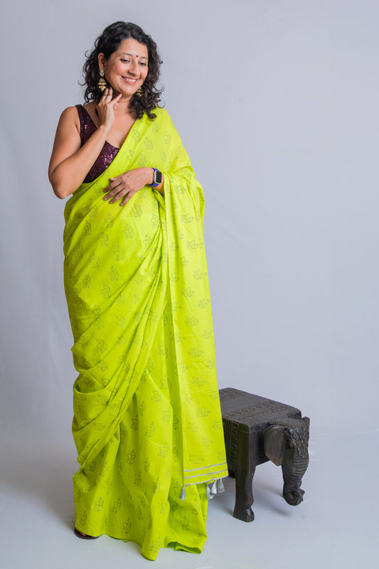 Elephant green Saree