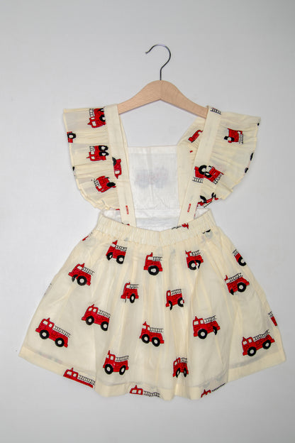 Fire-Truck Ruffle Styled Dress