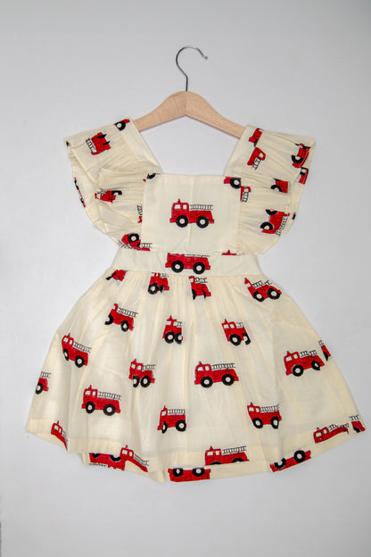 Fire-Truck Ruffle Styled Dress