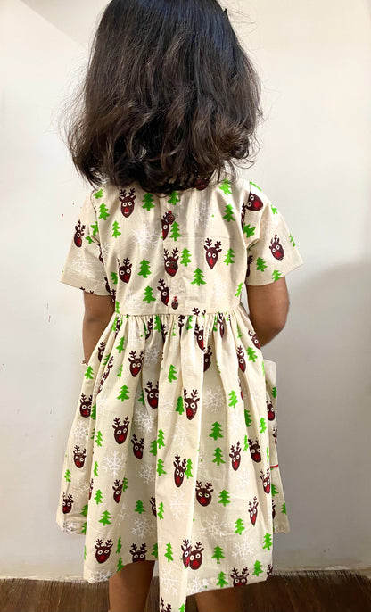 Mixed Christmas Print Pockets dress