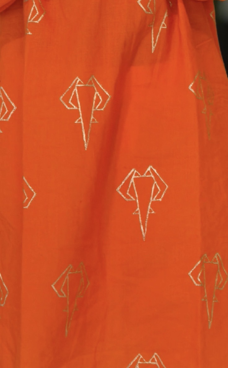 Orange & Gold Ganpati ghagra choli set