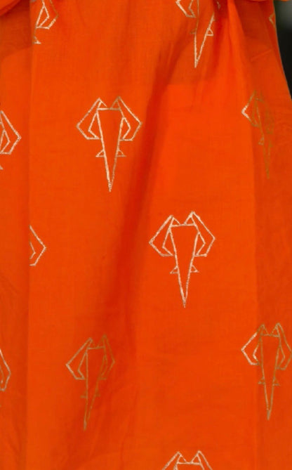 Orange & Gold Ganpati ghagra choli set