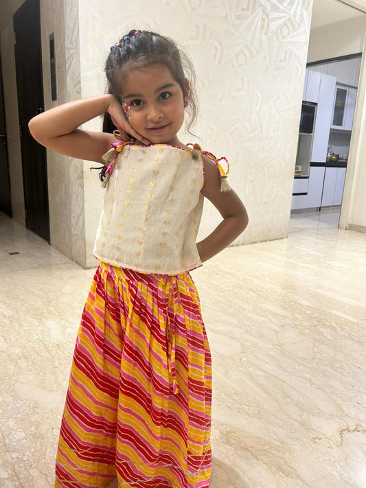 Pink lehriya Ghagra Choli set