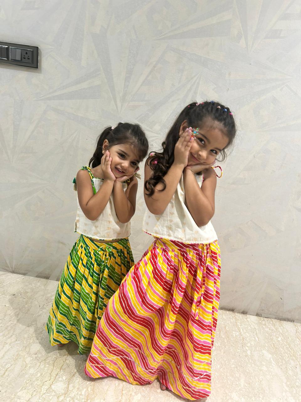 Pink lehriya Ghagra Choli set