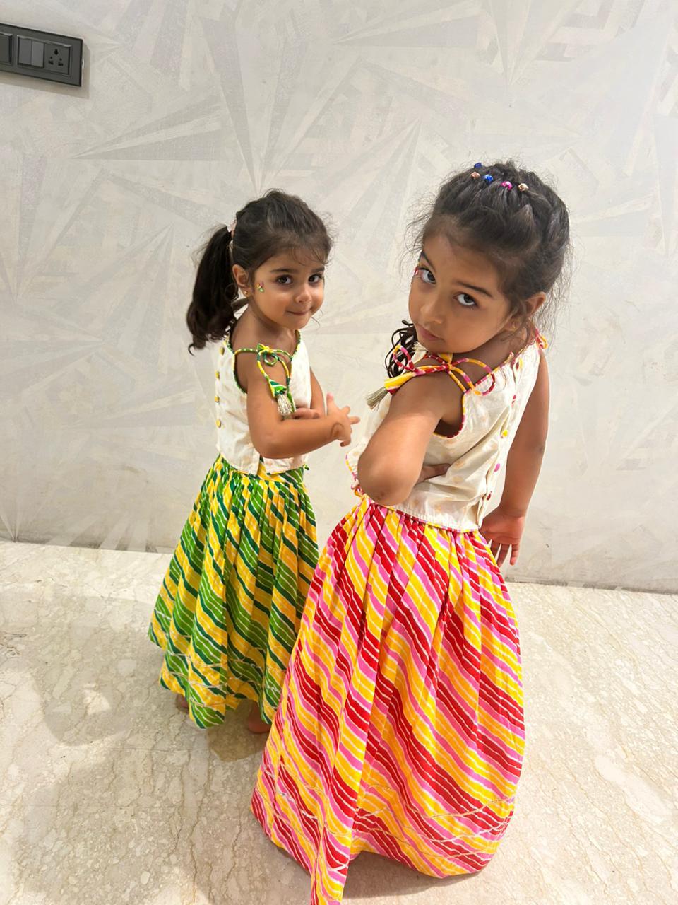 Pink lehriya Ghagra Choli set