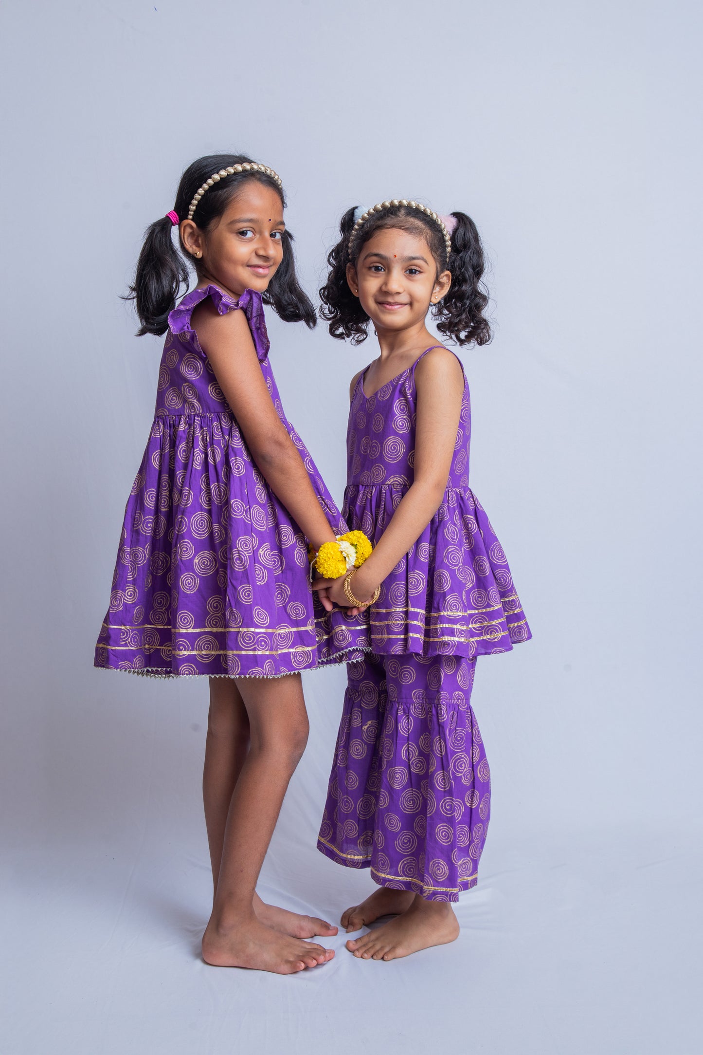 Purple & Gold Jalebi Sharara Set