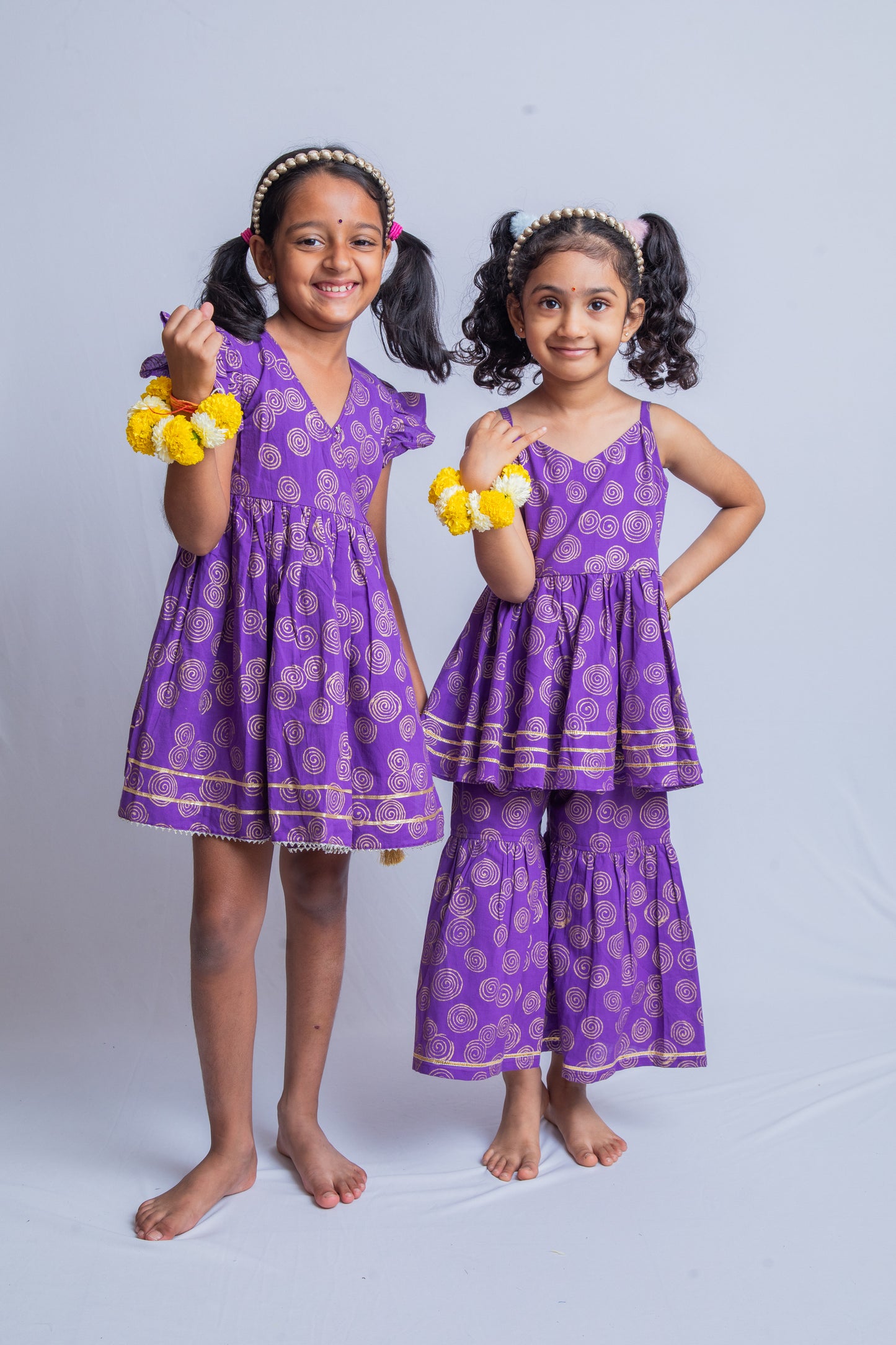 Purple & Gold Jalebi Sharara Set