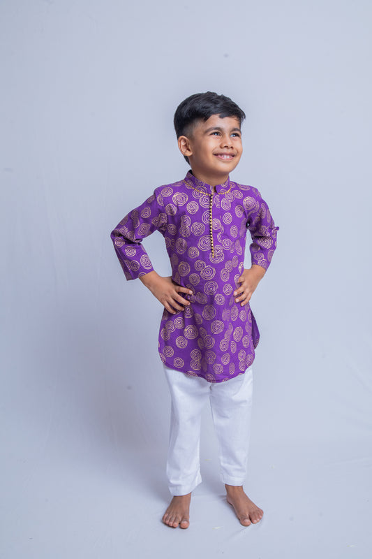 Purple & Gold Jalebi kurta pajama set