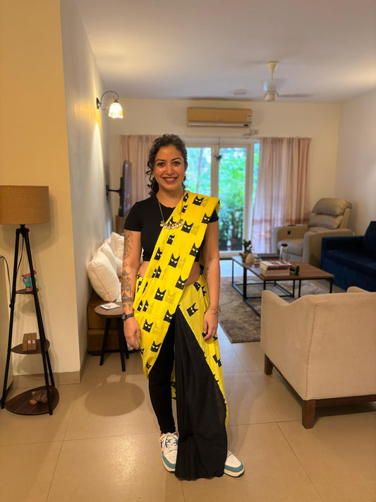 Yellow & Black Batman Saree