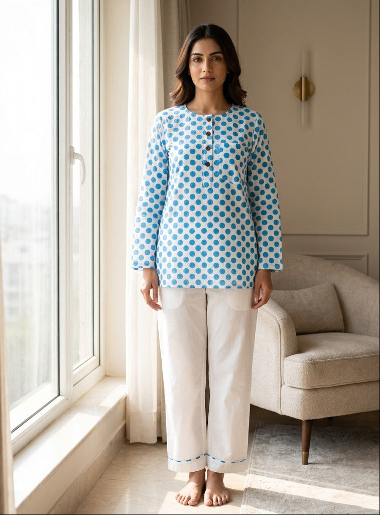 Blue Polka dot Adult Jammies