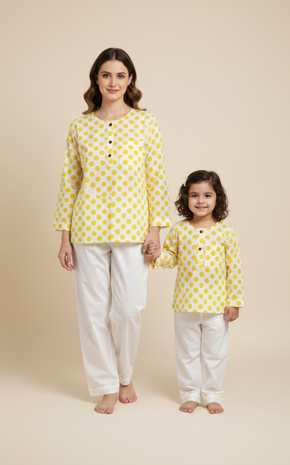 Yellow Polka dot Adult Jammies